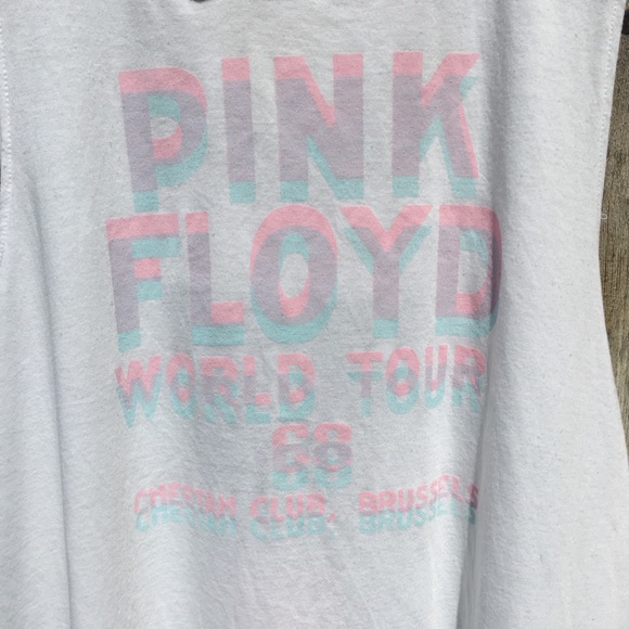 NWT Lucky Brand Pink Floyd Cutout Muscle Tee White - Picture 5 of 8